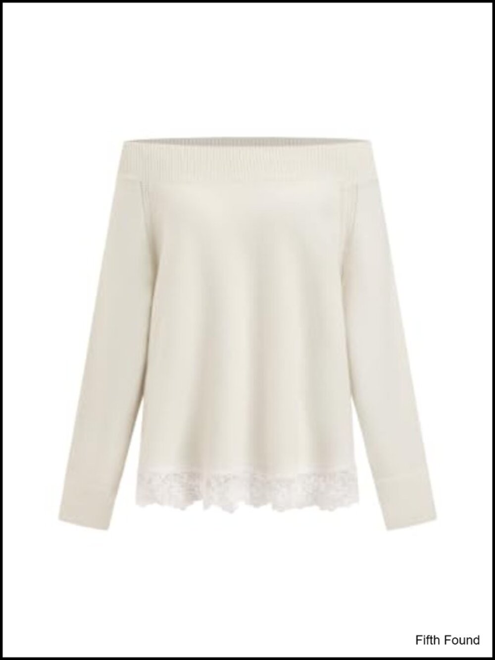 Off Shoulder Oversized Wool Blend Sweater Lace Knit Pullover